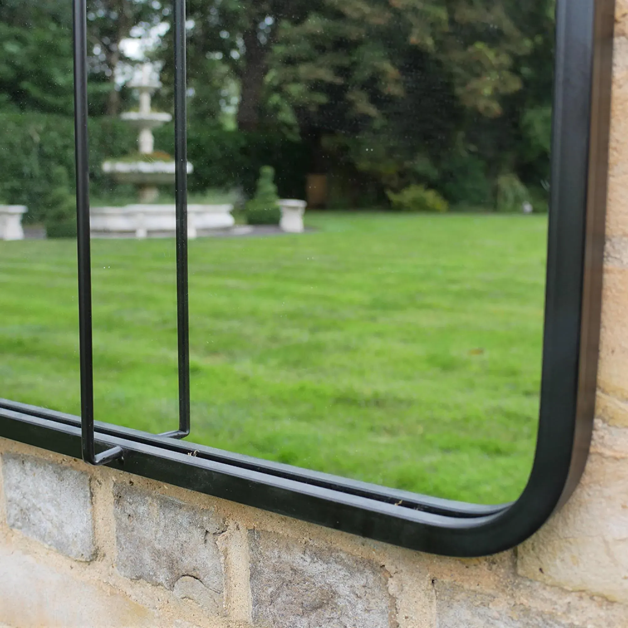 Curved Garden Mirror - Black, Metal