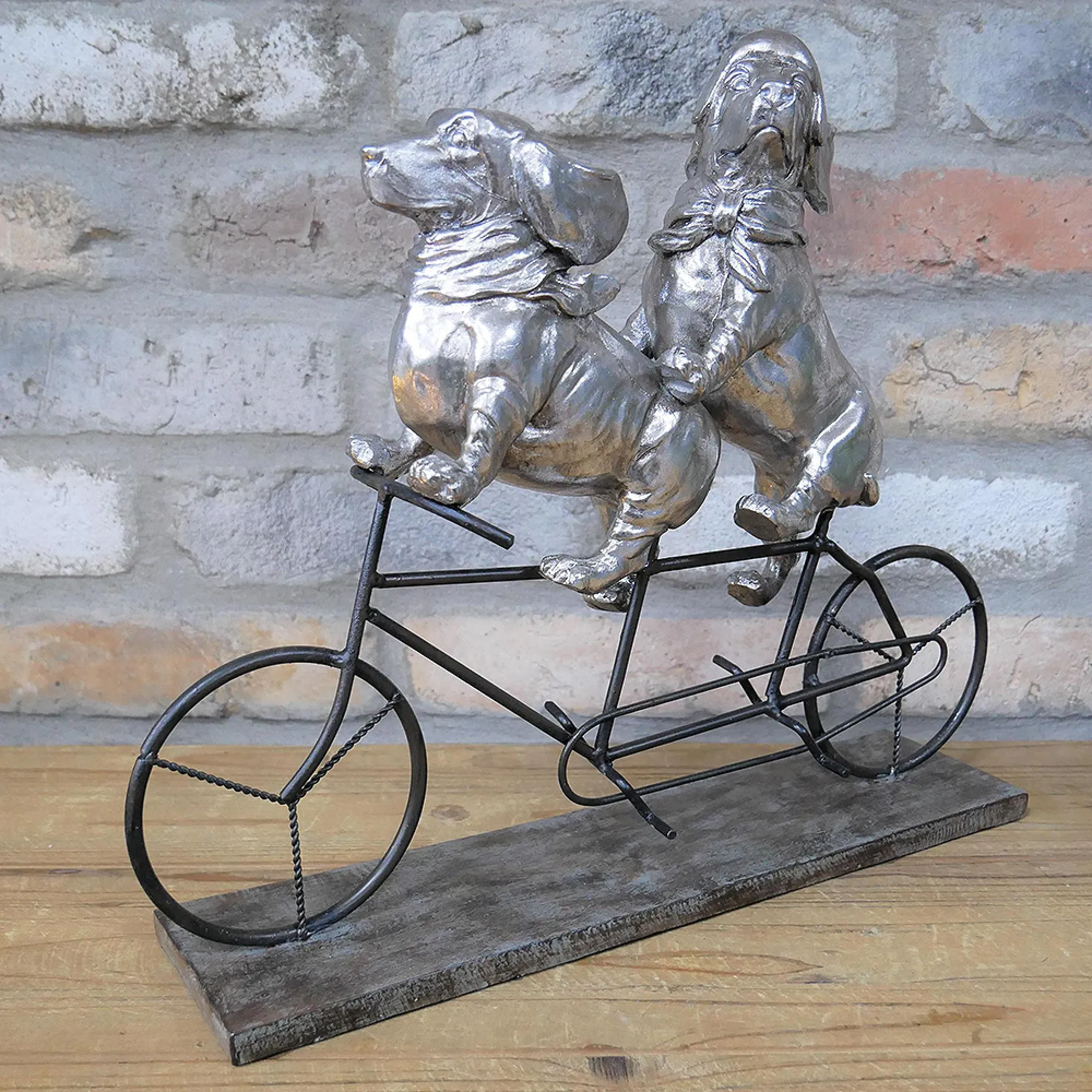 Dogs on Bicycle Decorative Set - Resin, Metal