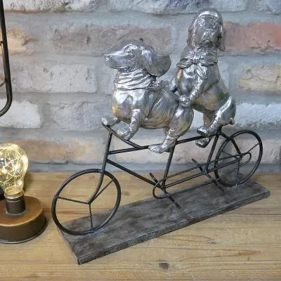 Dogs on Bicycle Decorative Set - Resin, Metal image