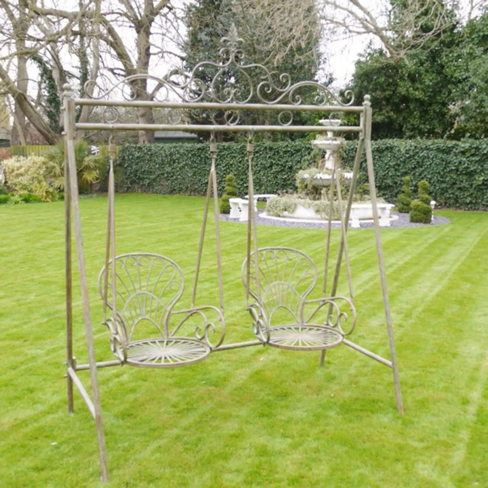 Double Seat Swing - Green, Metal