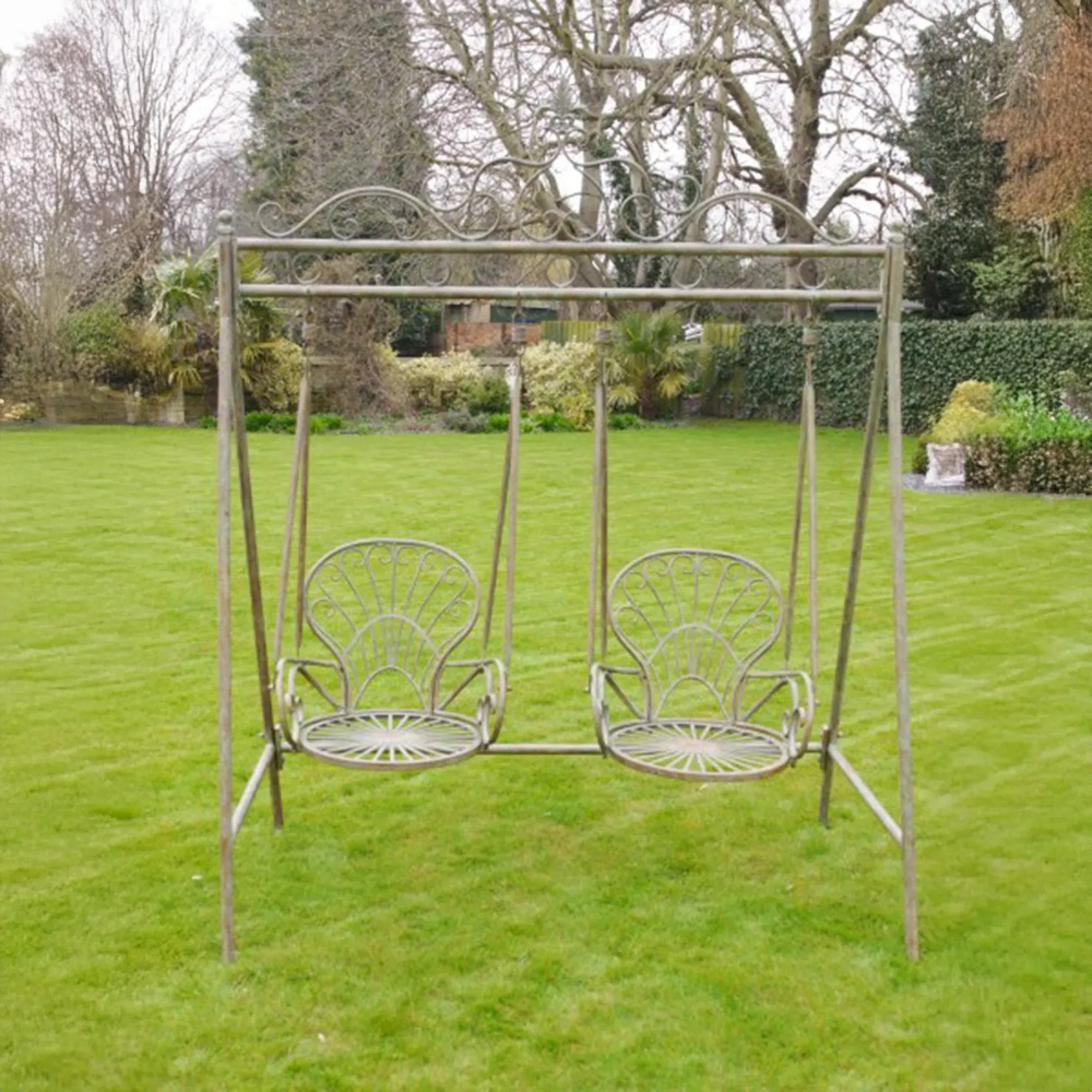 Double Seat Swing - Green, Metal