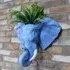 Elephant Head Planter - Blue, Resin