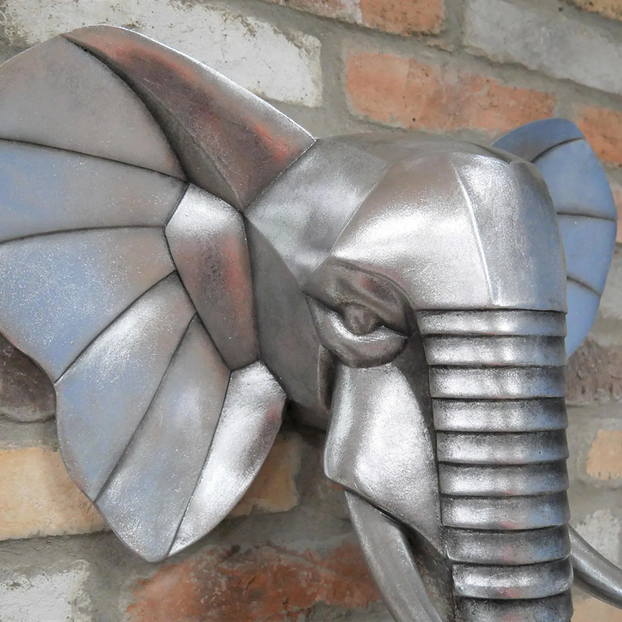 Elephant Head Wall Decor - Grey, Resin