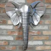 Elephant Head Wall Decor - Grey, Resin