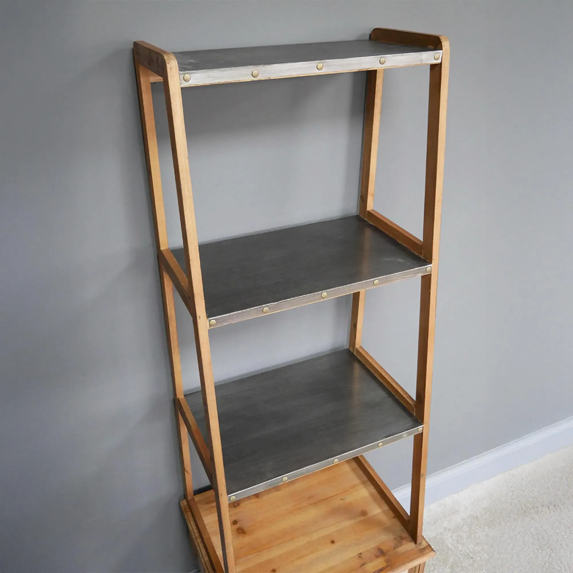 Fir Wood 1 Drawer Open Bookshelf