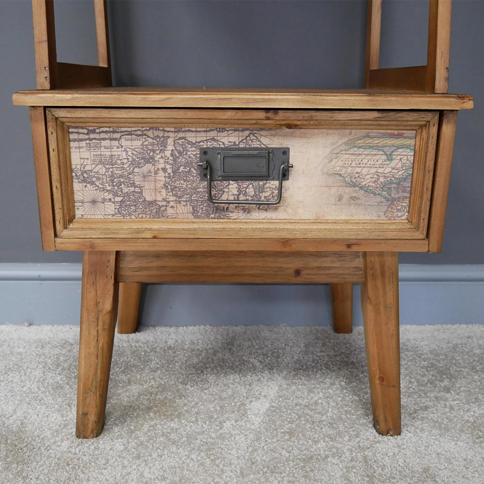 Fir Wood 1 Drawer Open Bookshelf