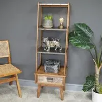 Fir Wood 1 Drawer Open Bookshelf