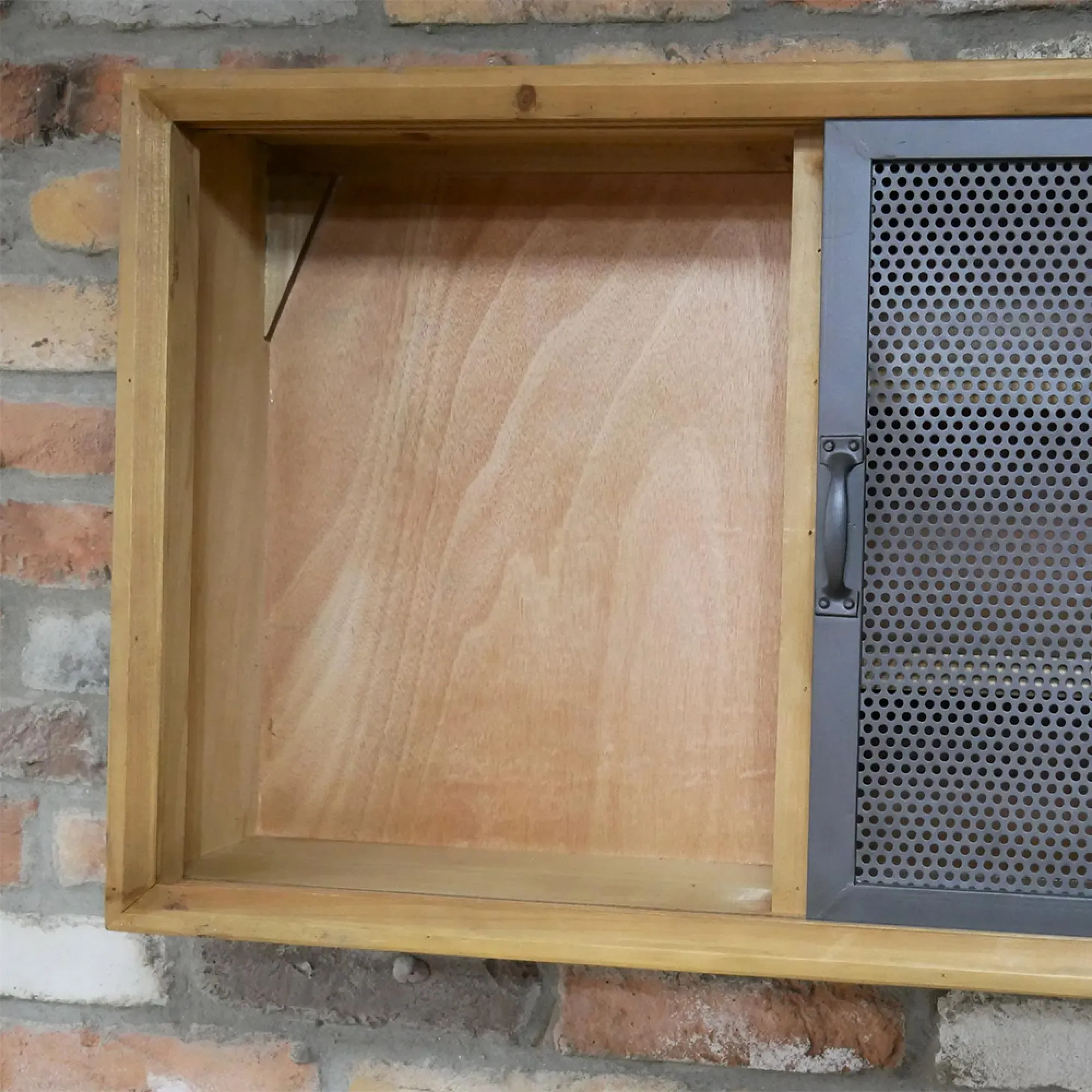 Fir Wood and Metal 2 Door Wall Unit