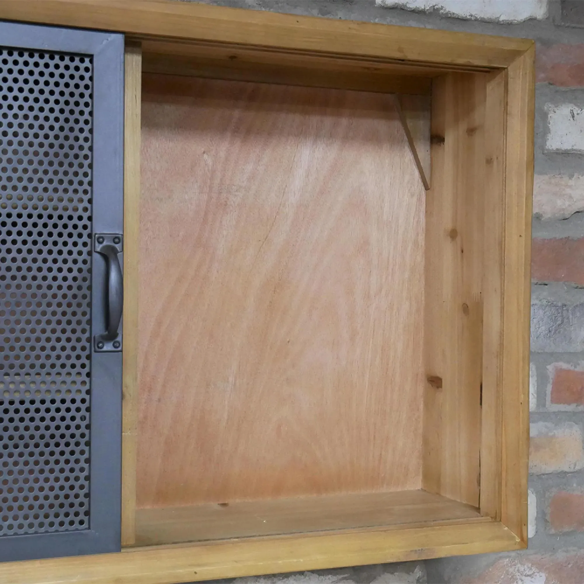 Fir Wood and Metal 2 Door Wall Unit