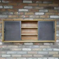 Fir Wood and Metal 2 Door Wall Unit