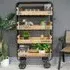 Fir Wood and Metal Shelves on Wheels