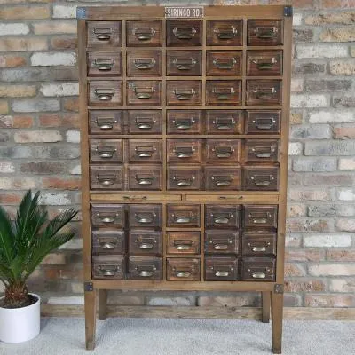 Fir Wood Multi Drawer Tall Cabinet