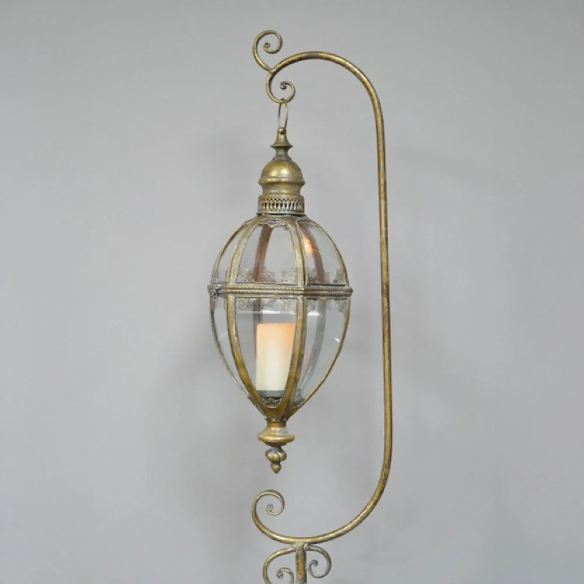 Floor Stand Hanging Lantern Set of 2 - Gold