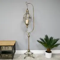 Floor Stand Hanging Lantern Set of 2 - Gold