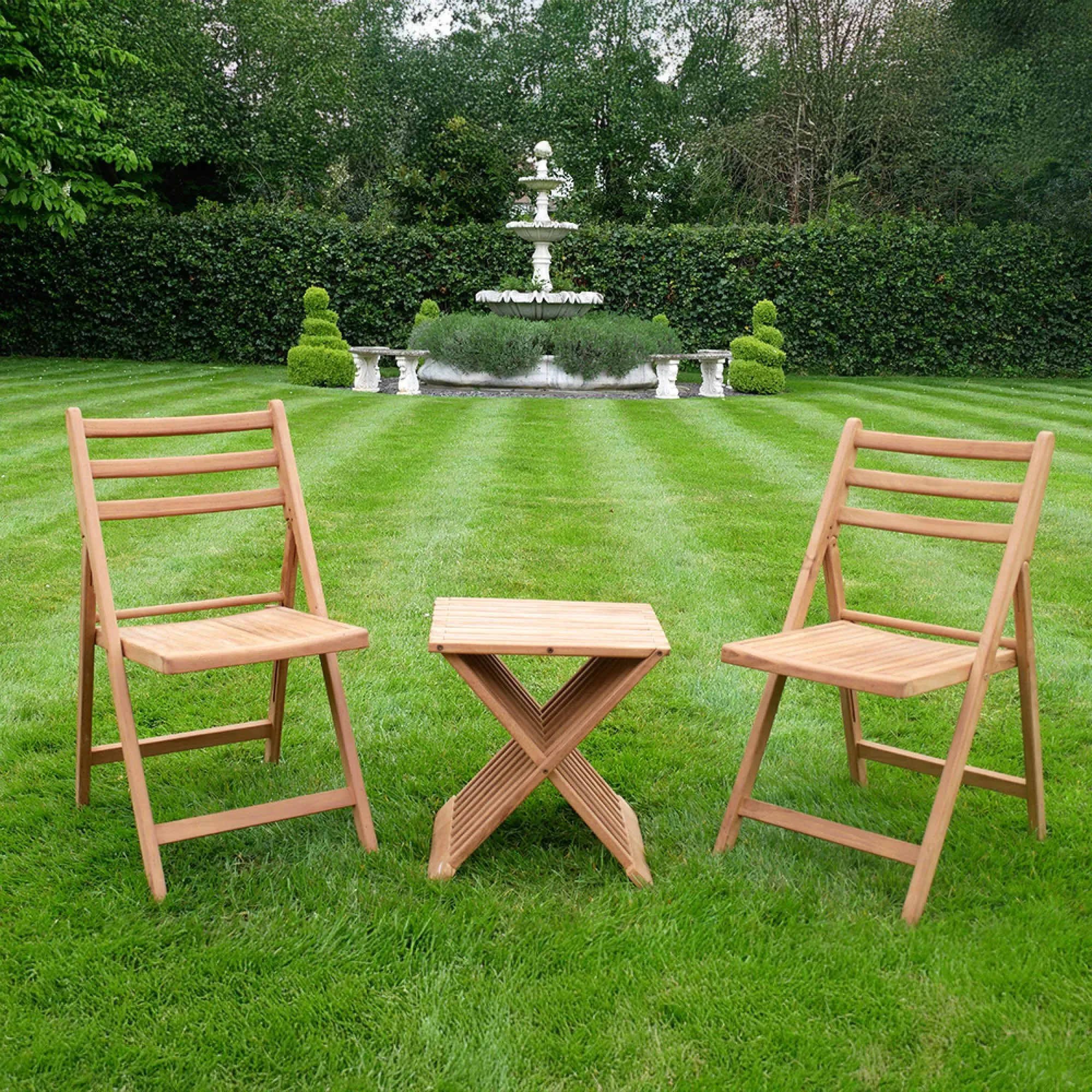 Folder Garden Table with 2 Chairs - Teak