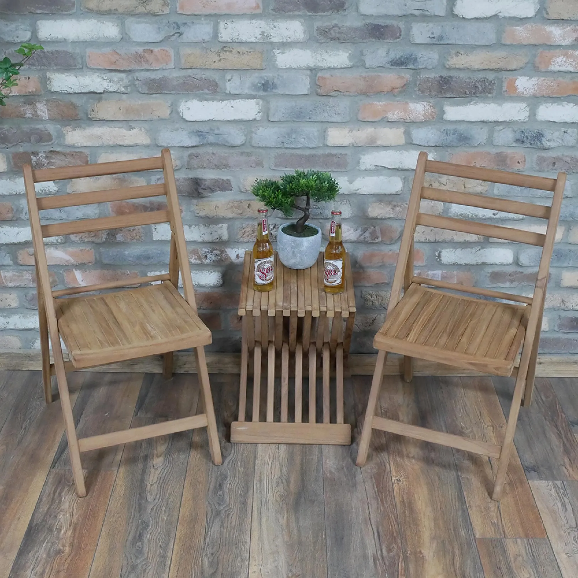 Folder Garden Table with 2 Chairs - Teak
