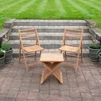Folder Garden Table with 2 Chairs - Teak