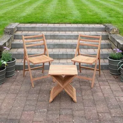 Folder Garden Table with 2 Chairs - Teak