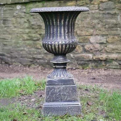 Garden Urn with Base - Bronze image