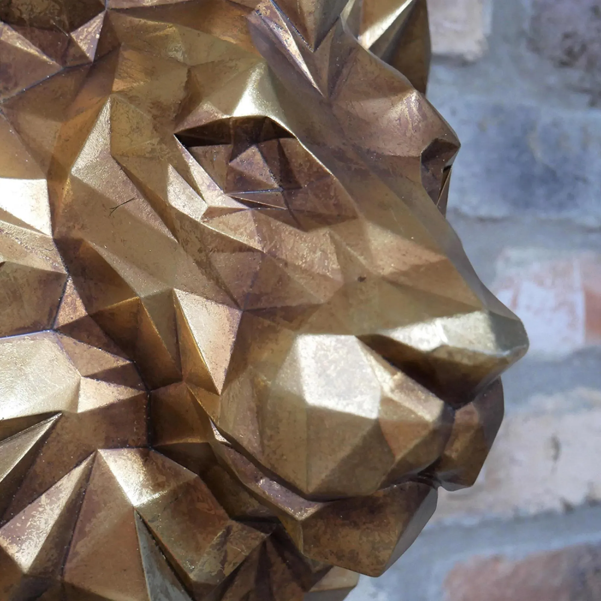 Geometric Lion Head Set of 2 - Resin