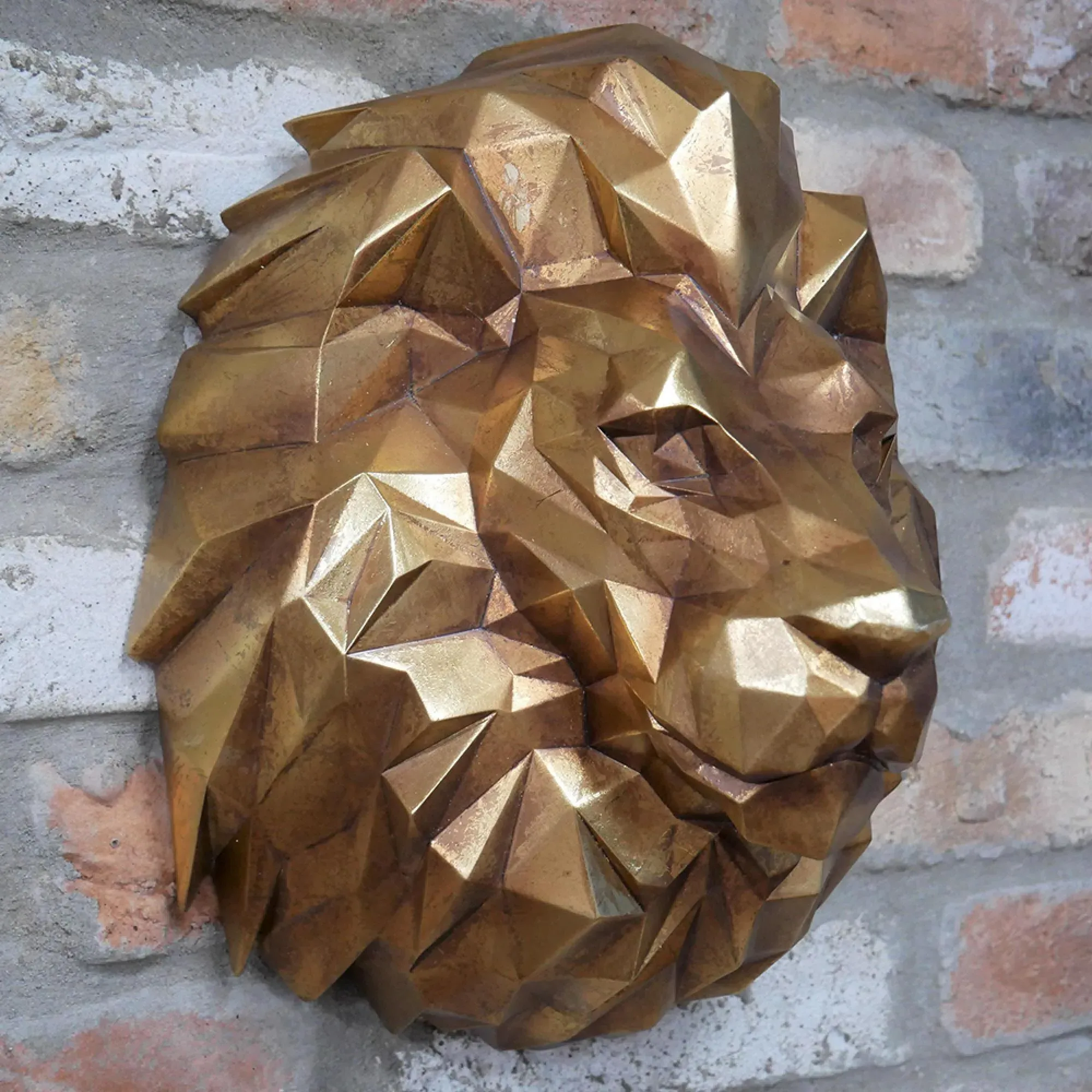 Geometric Lion Head Set of 2 - Resin