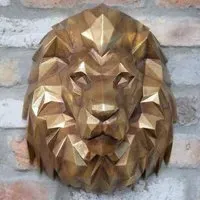 Geometric Lion Head Set of 2 - Resin