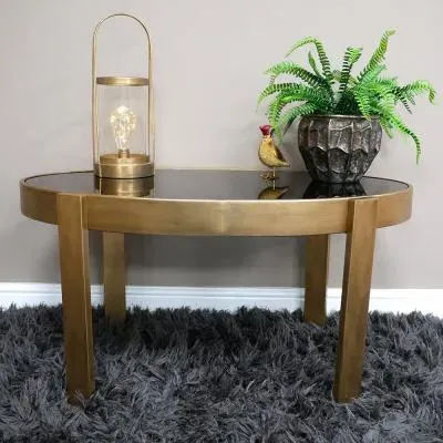 Glass and Metal Coffee Table - Black image