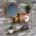 Gold Metal Shelves with Round Mirror - Gold