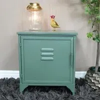 Green Metal 1 Door Bedside Cabinet