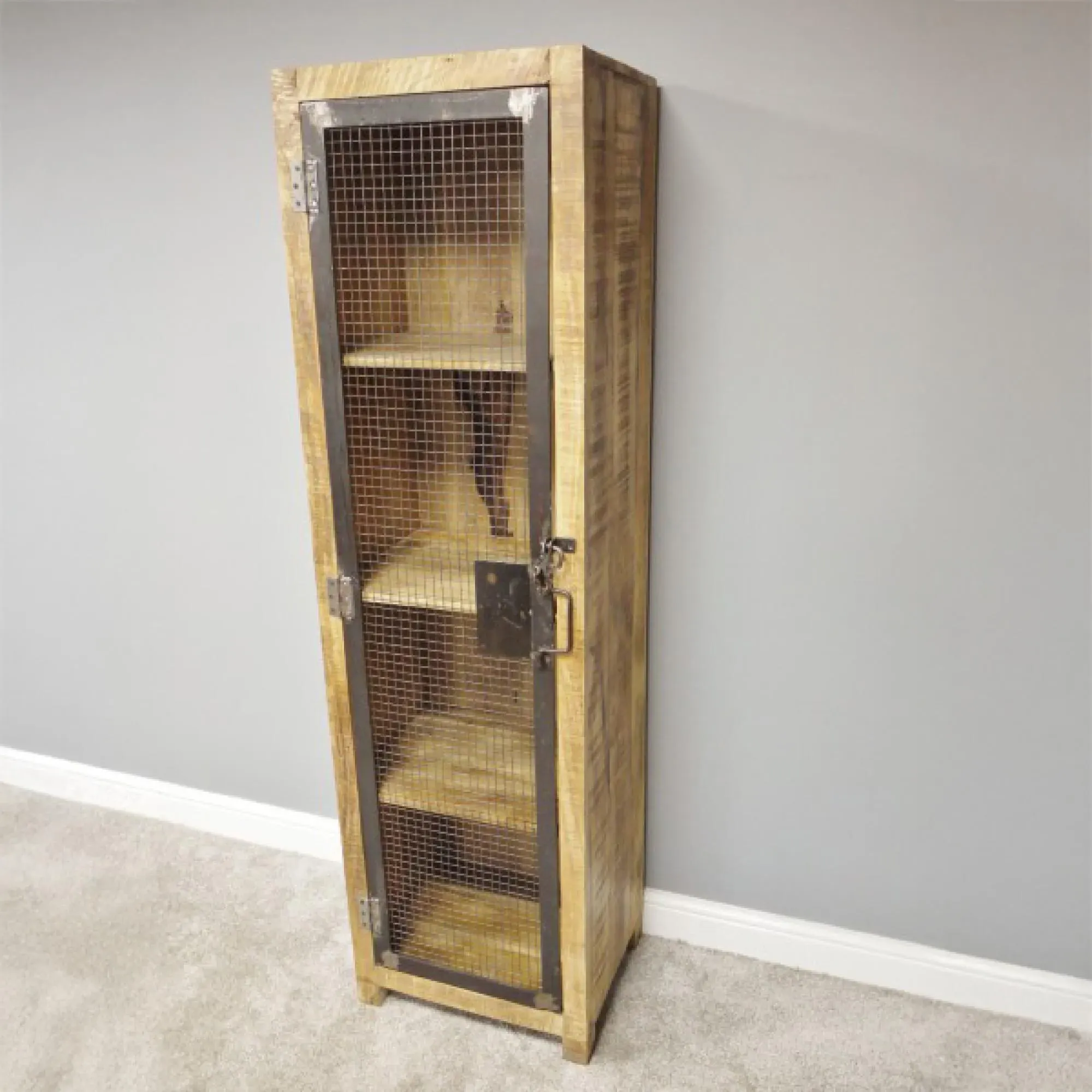 Industrial 1 Door Tall Cabinet - Wood, Metal