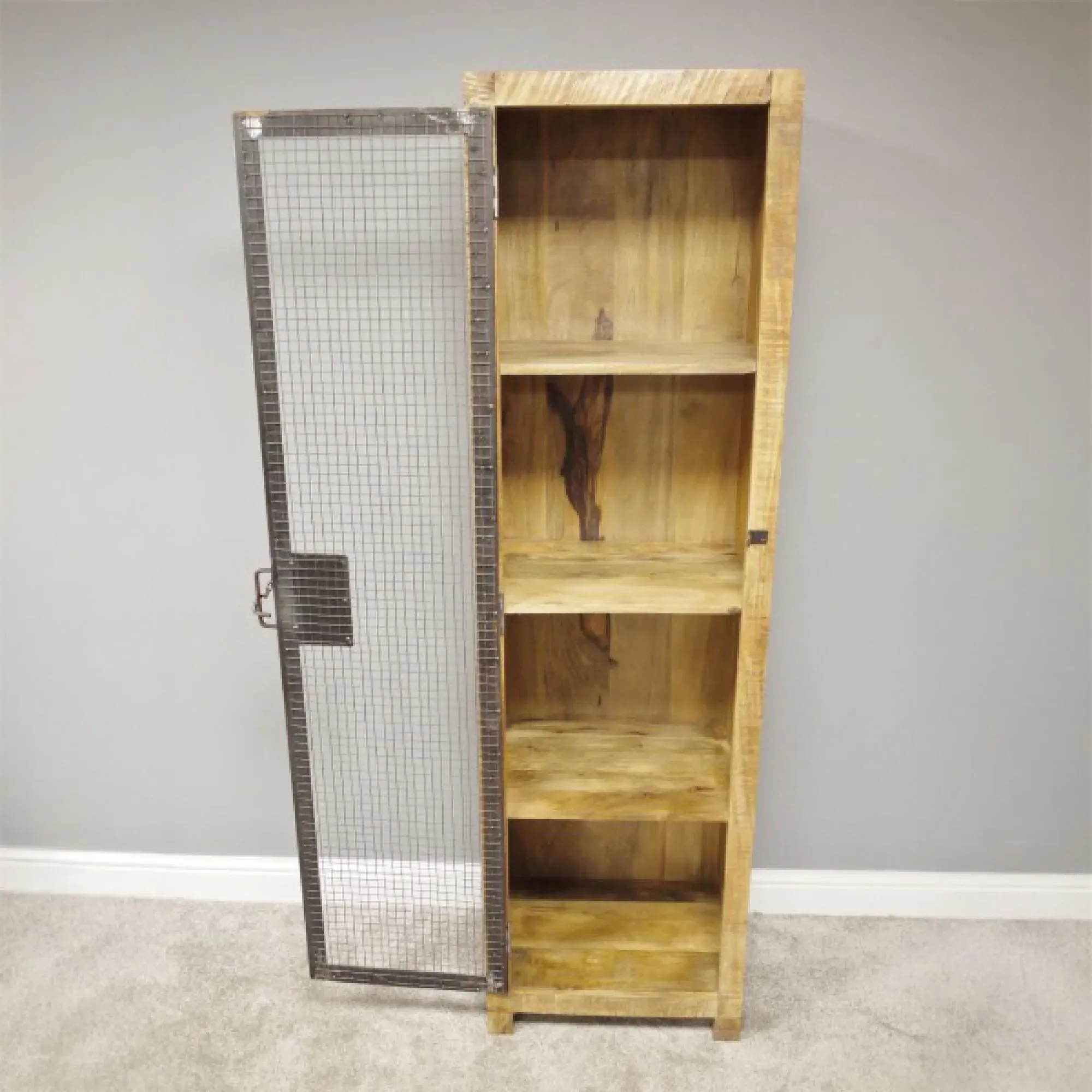 Industrial 1 Door Tall Cabinet - Wood, Metal