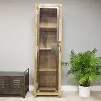 Industrial 1 Door Tall Cabinet - Wood, Metal