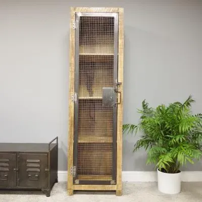 Industrial 1 Door Tall Cabinet - Wood, Metal image