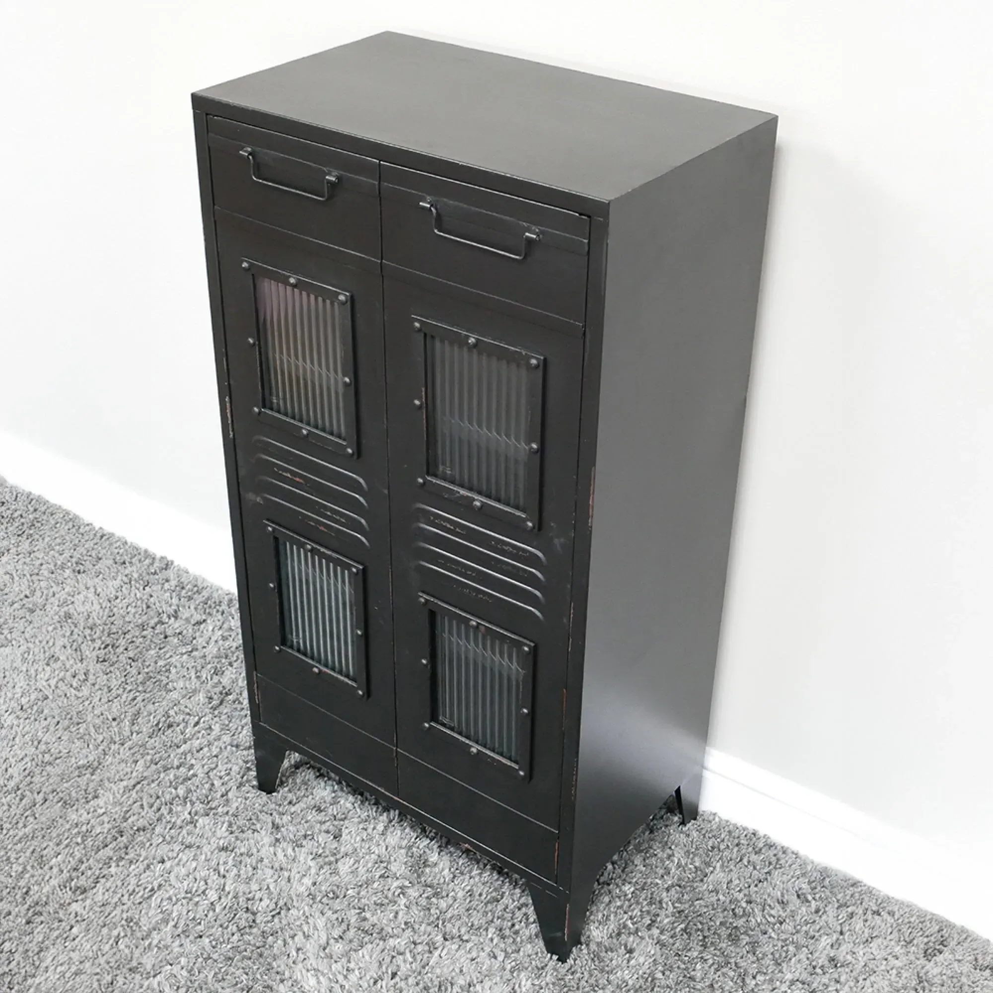 Industrial 2 Door Cabinet - Black, Metal