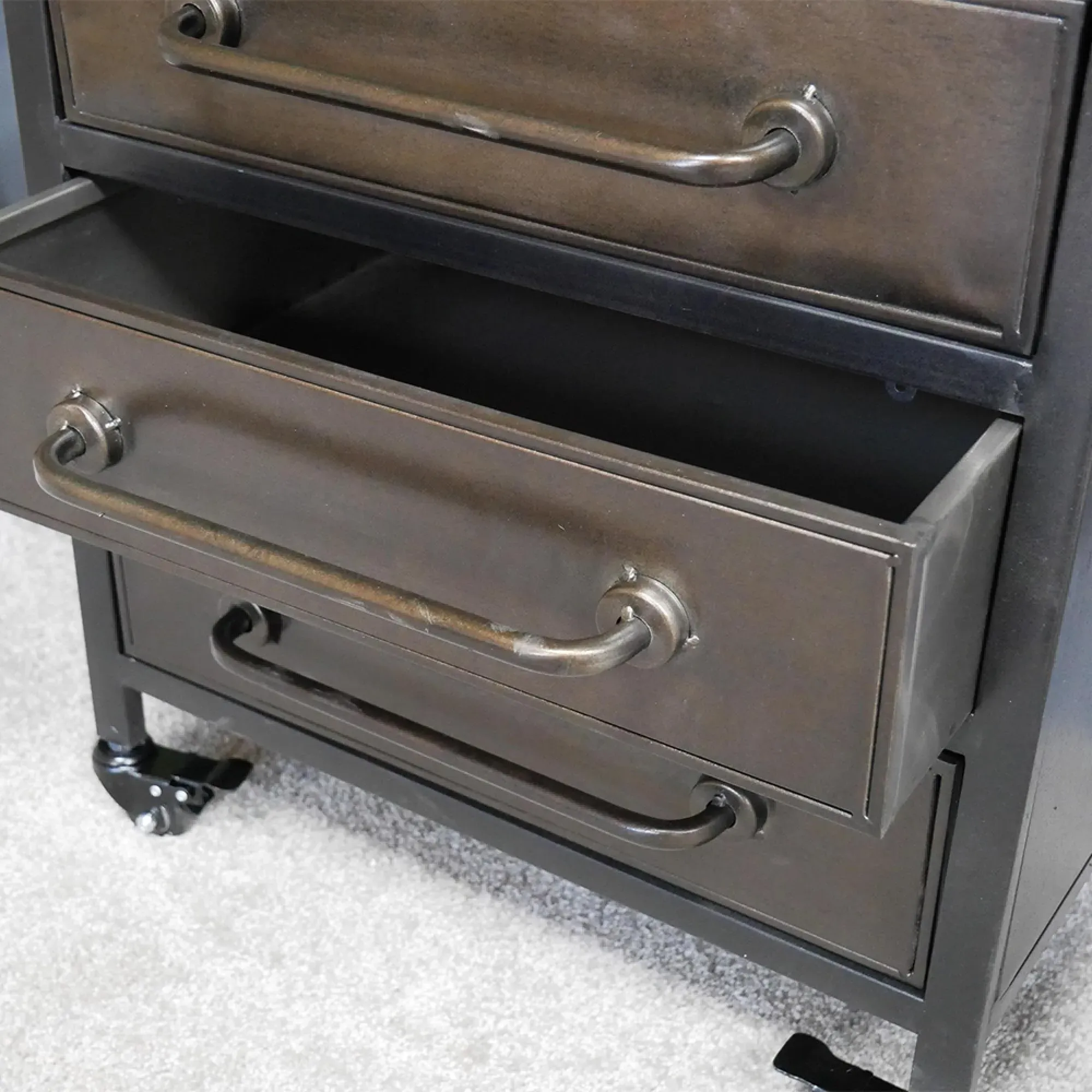 Industrial 2 Door Display Cabinet - Bronze, Metal