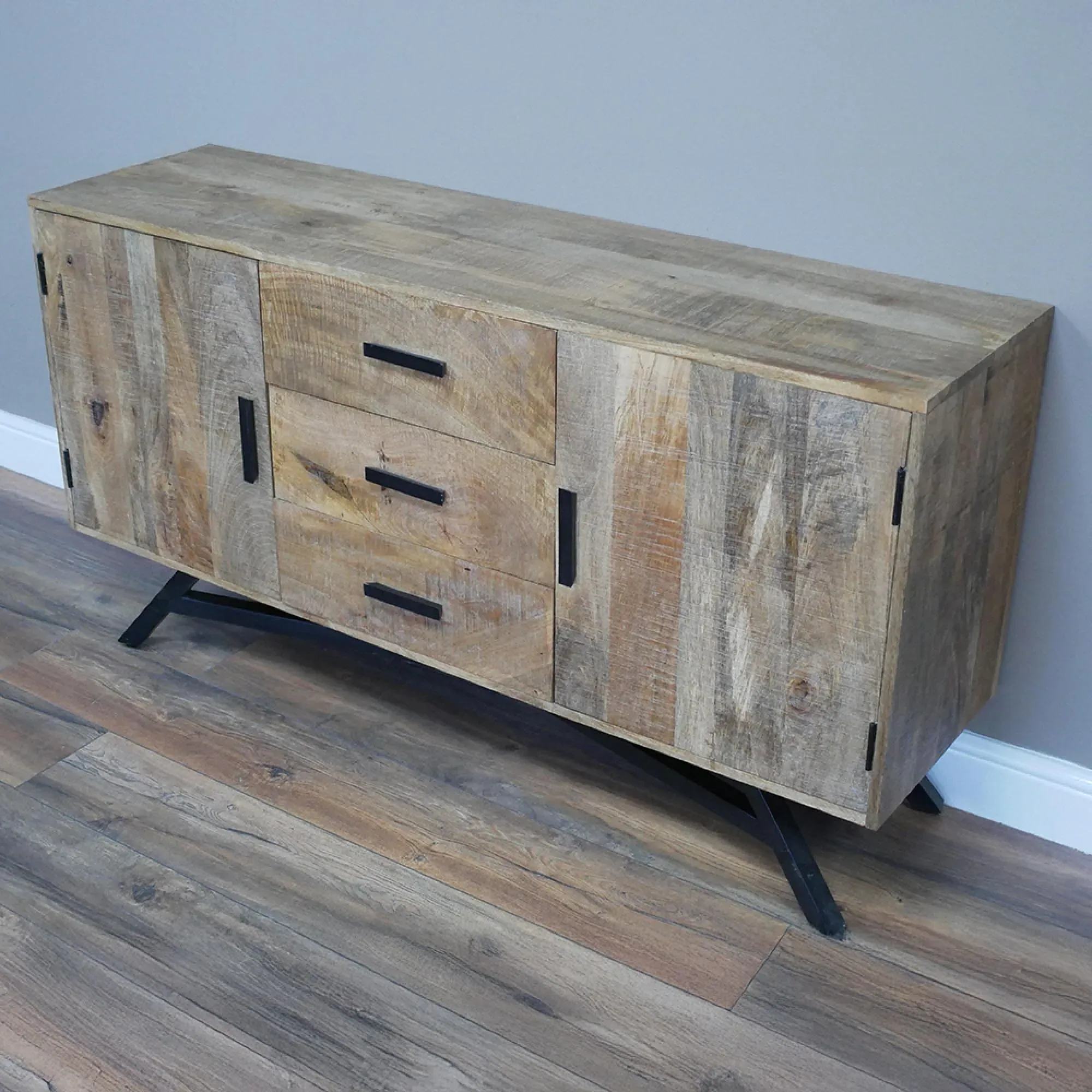 Industrial 2 Door Medium Sideboard - Mango Wood