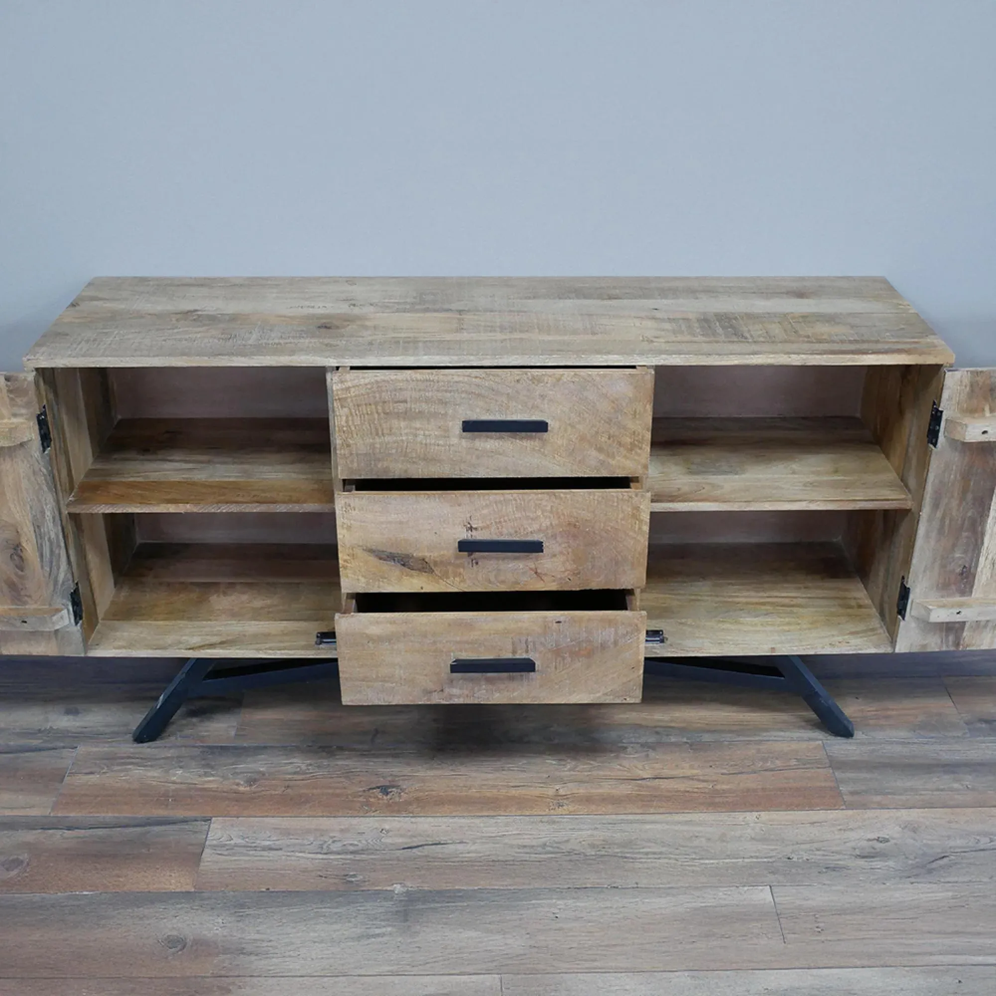Industrial 2 Door Medium Sideboard - Mango Wood