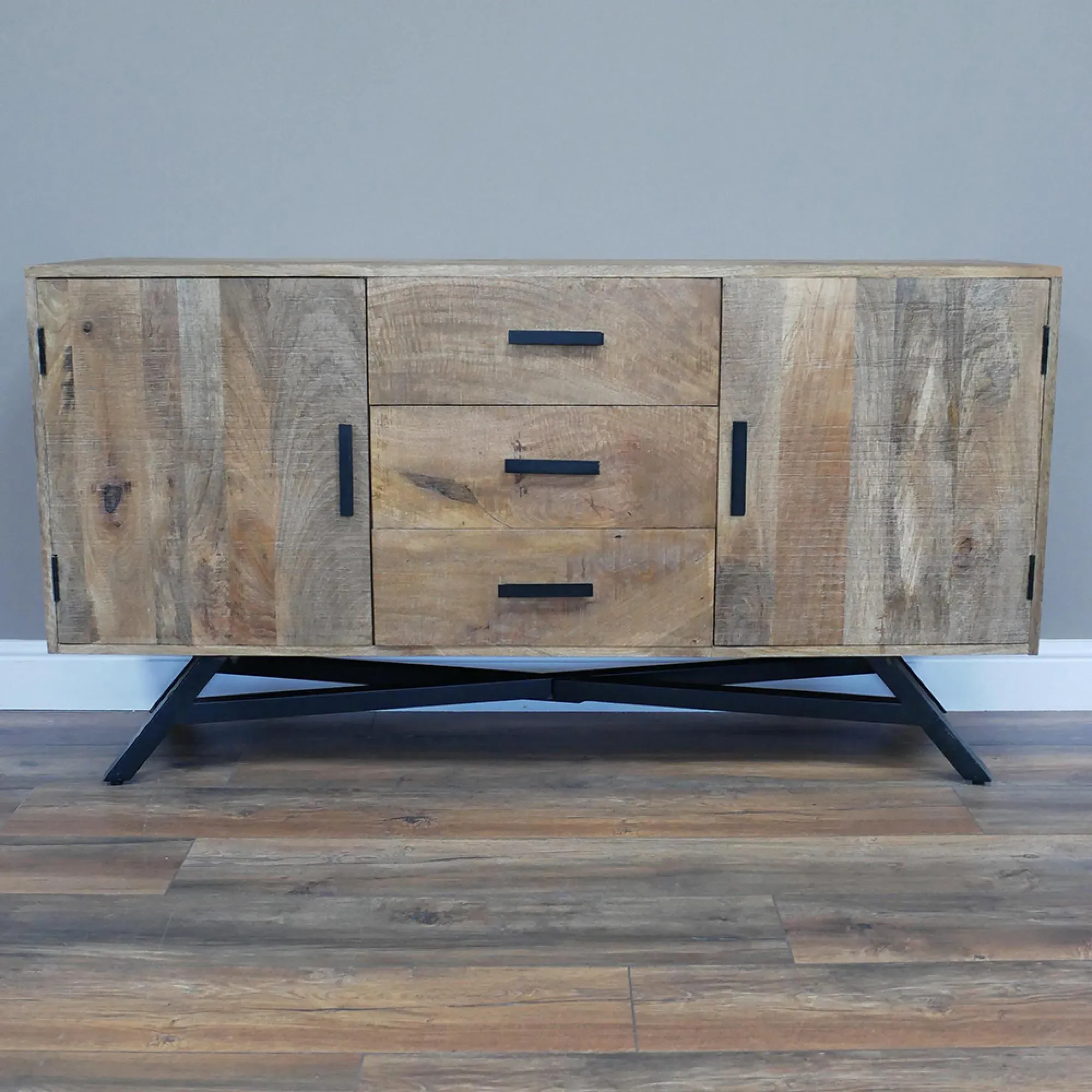 Industrial 2 Door Medium Sideboard - Mango Wood