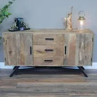 Industrial 2 Door Medium Sideboard - Mango Wood