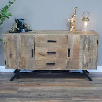Industrial 2 Door Medium Sideboard - Mango Wood