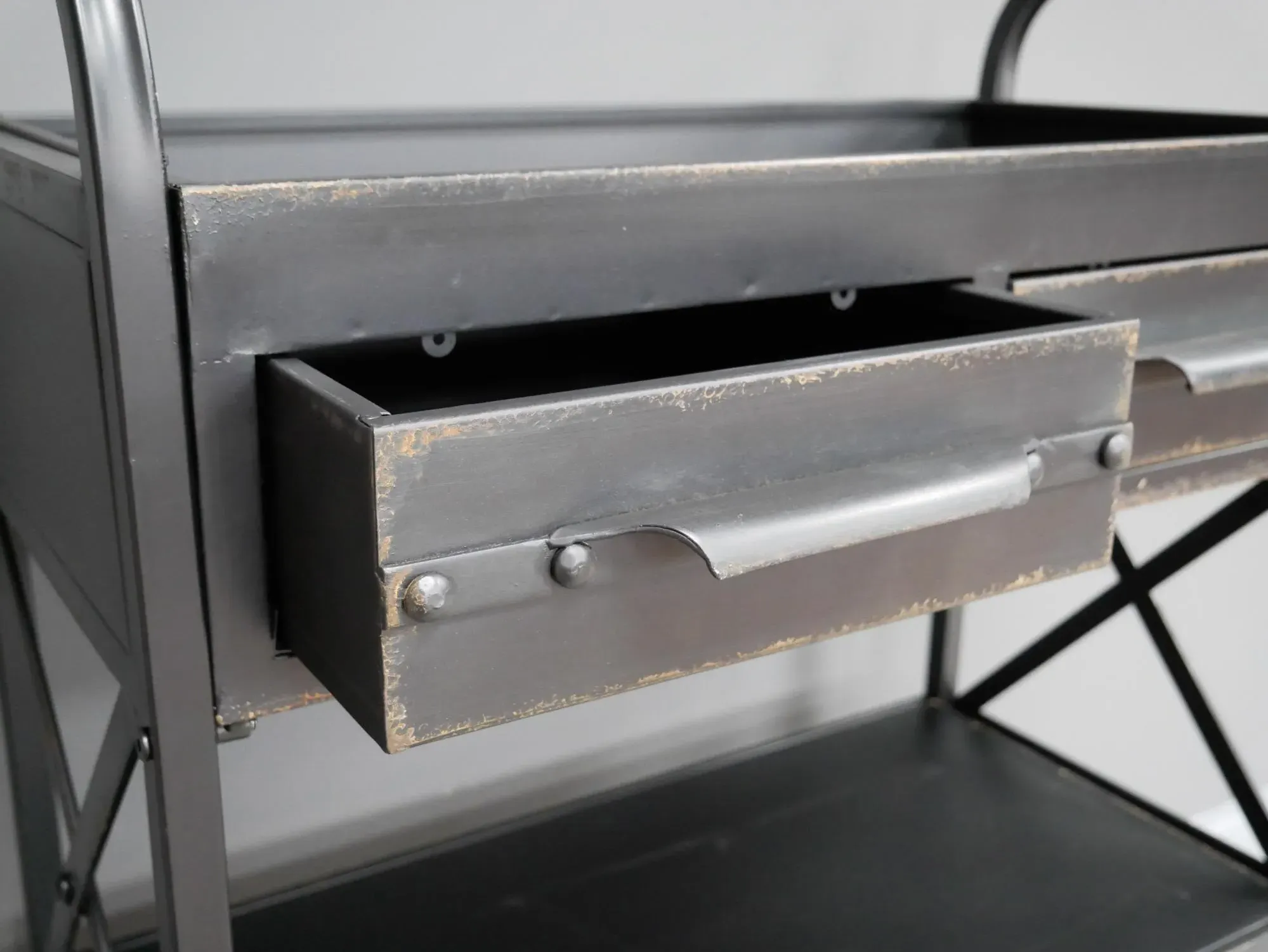 Industrial 2 Drawer Hall Table - Black Distressed