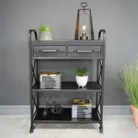 Industrial 2 Drawer Hall Table - Black Distressed