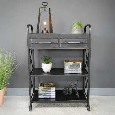 Industrial 2 Drawer Hall Table - Black Distressed image