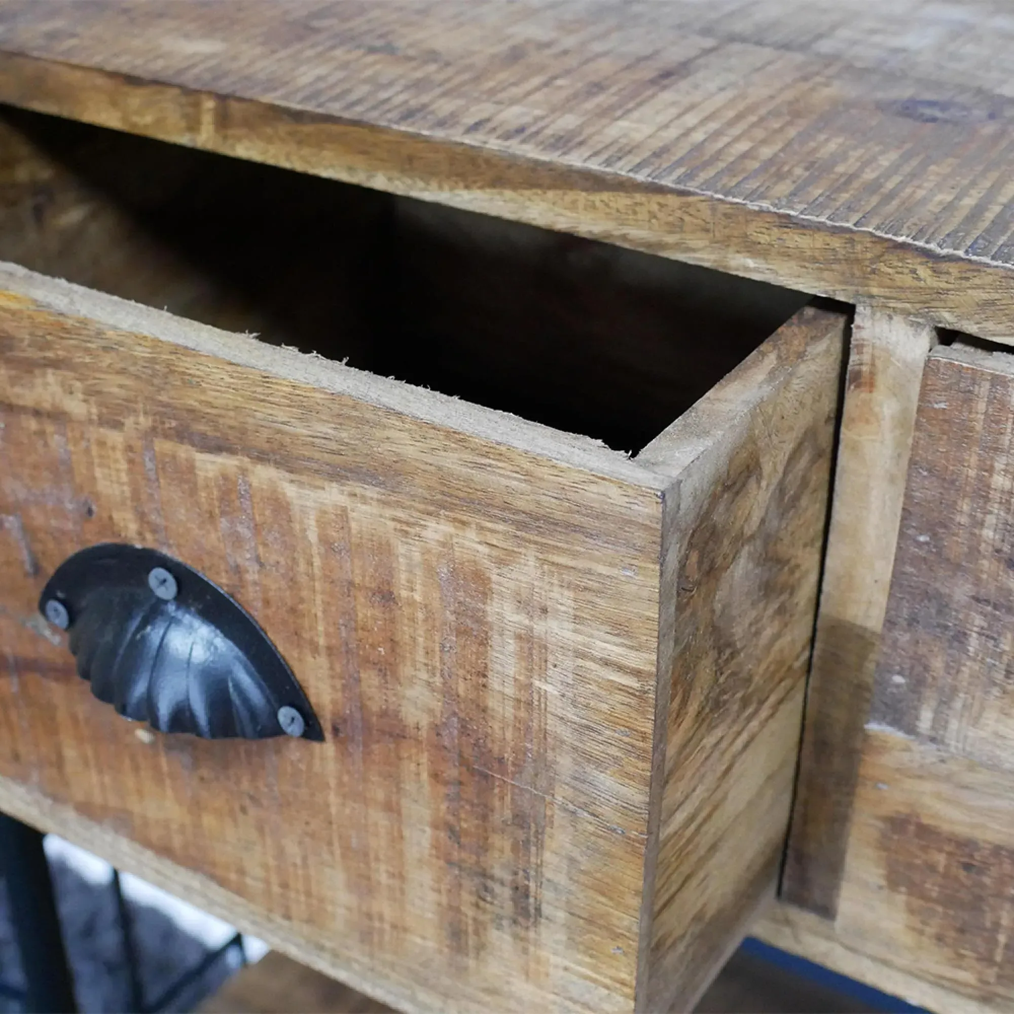 Industrial 2 Drawer Hall Table - Mango Wood