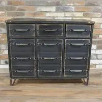 Industrial 3 Door 3 Drawer Cabinet - Distressed Black, Metal