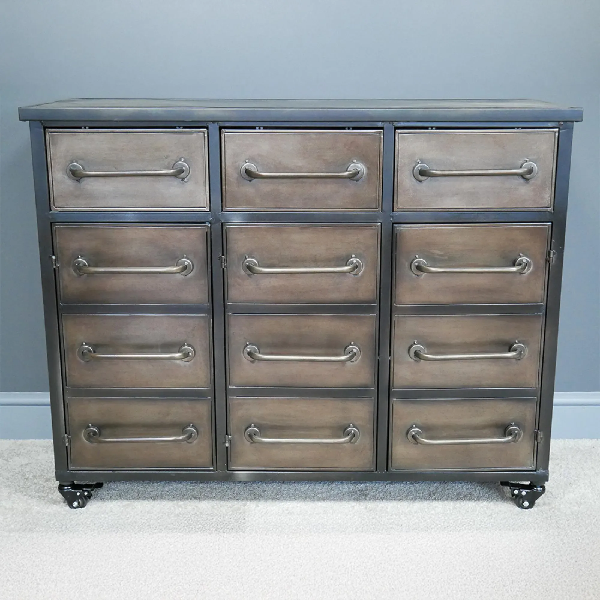 Industrial 3 Door 3 Drawer Cabinet - Metal