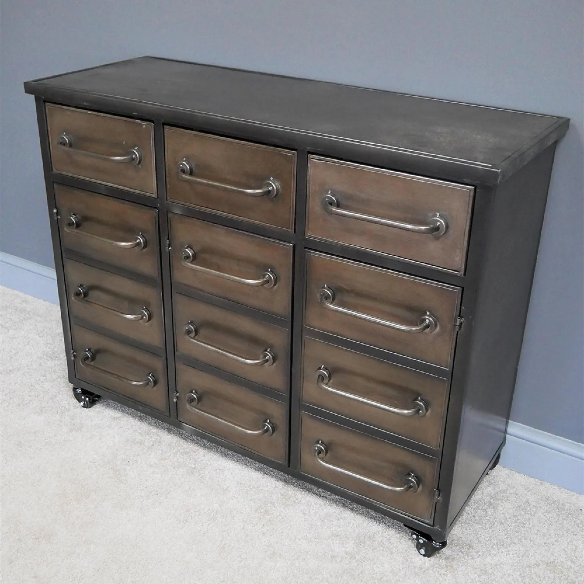 Industrial 3 Door 3 Drawer Cabinet - Metal