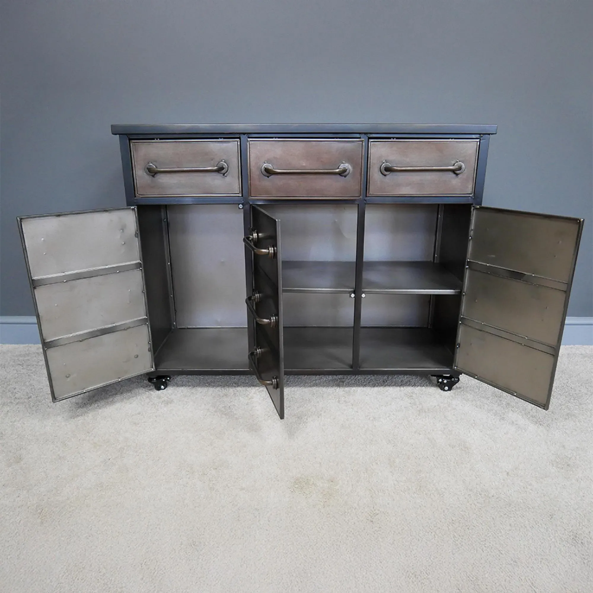 Industrial 3 Door 3 Drawer Cabinet - Metal