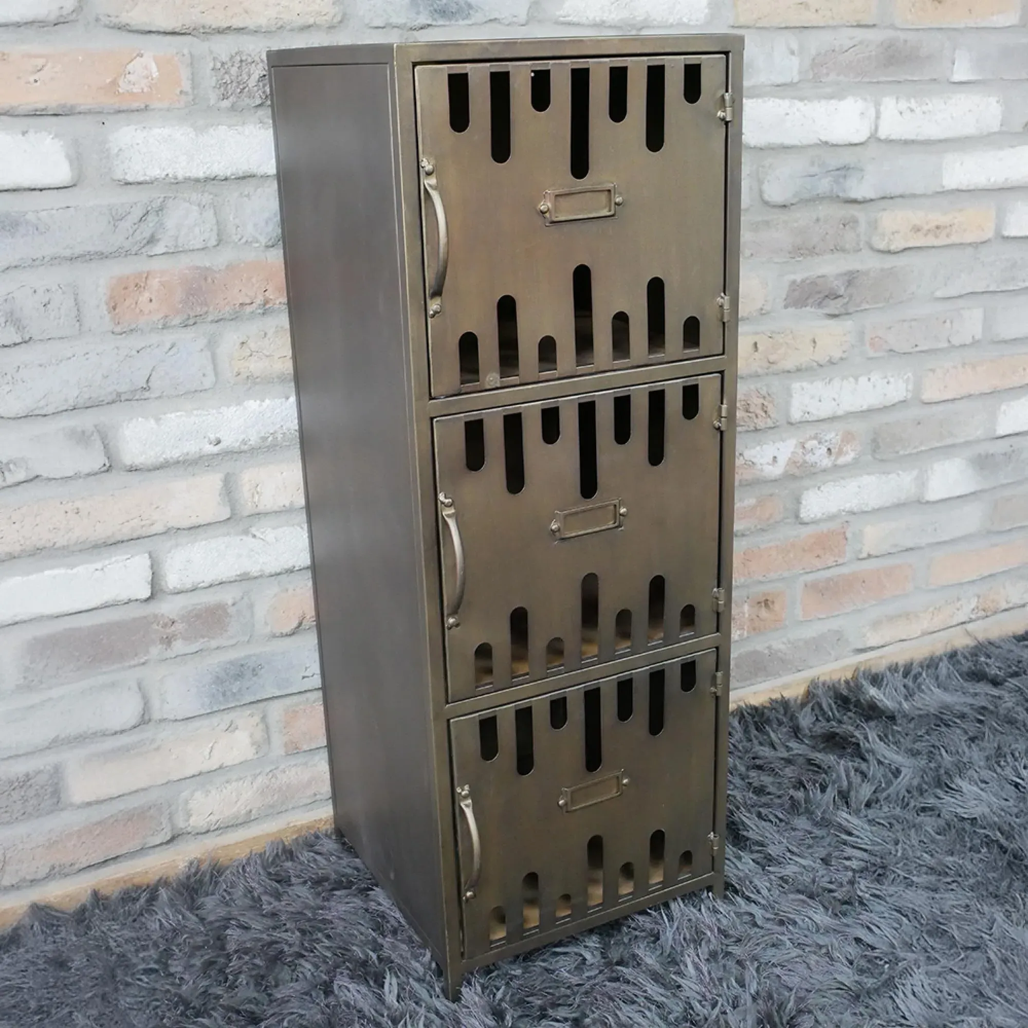 Industrial 3 Door Hall Cabinet - Metal