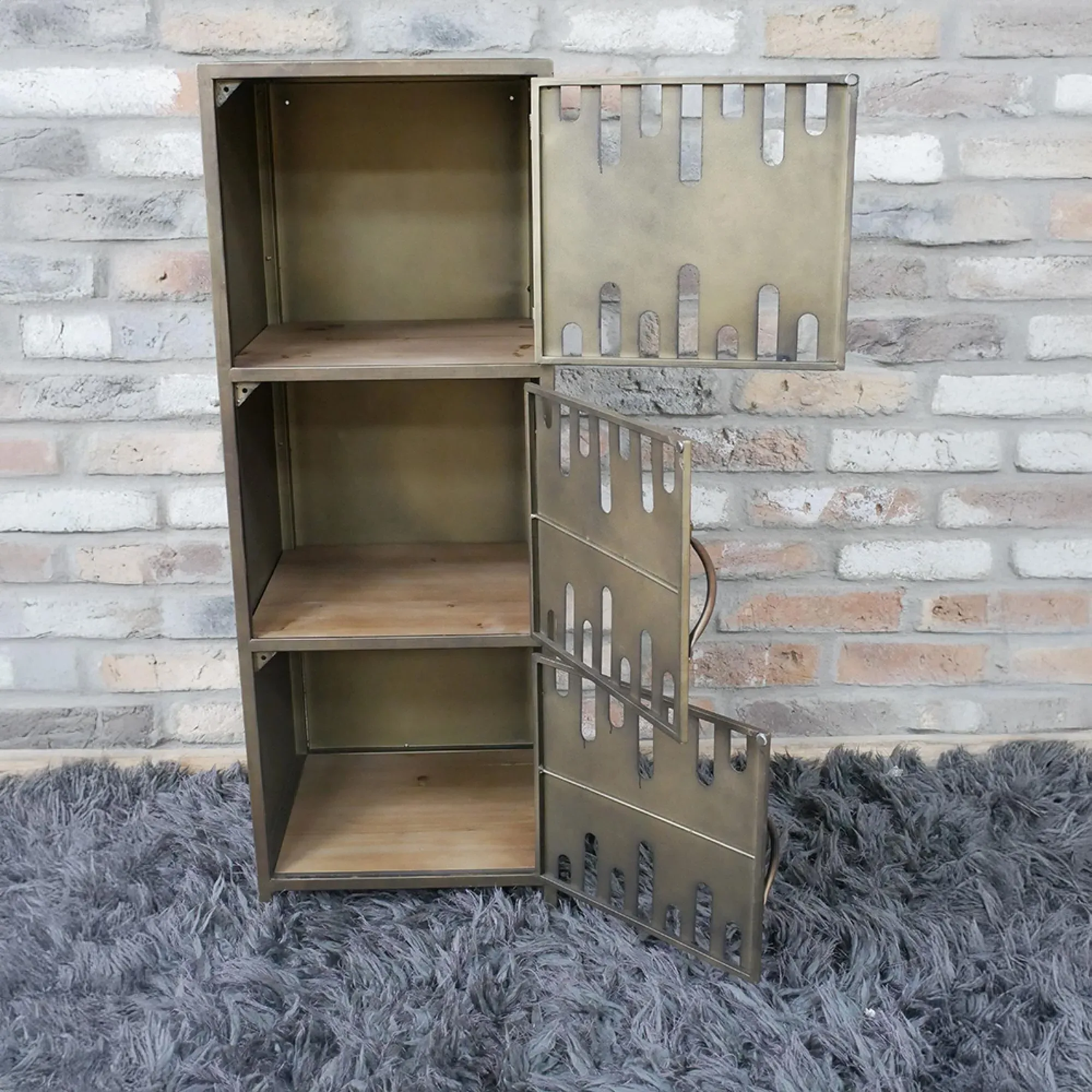 Industrial 3 Door Hall Cabinet - Metal